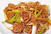長ネギと羊肉炒め